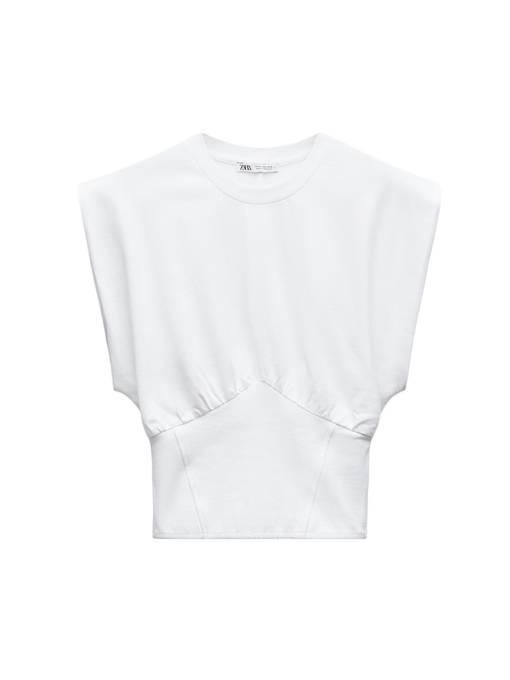 Zara White Corset-Style Ribbed Tank